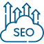 Logo SEO représentant un graphique ascendant avec nuage