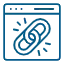 Icône de fenêtre de navigateur avec maillon de chaîne, symbolisant les liens web et le backlinking